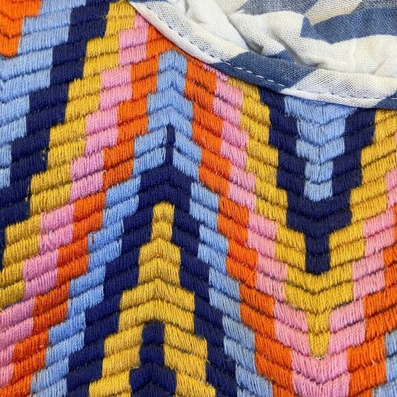 THML Boho Flutter Sleeve Ruffled Embroidered Top Blouse Geometric Print Spring S - Picture 9 of 16